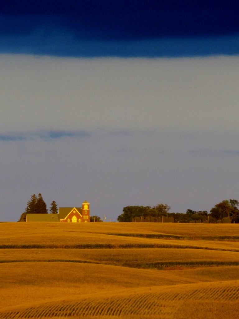 Looking across the field to Norway Lutheran Church. 