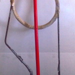frame of Schroeder-Thomas splint, broom handle represents leg